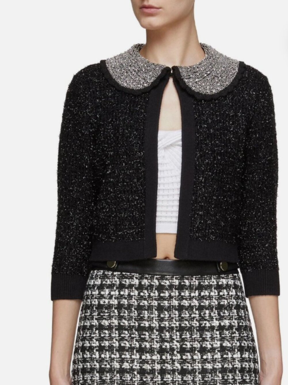 Alice + Olivia Akira Embellished Collar Cardigan — Black | Size M | NWT - Picture 3 of 8
